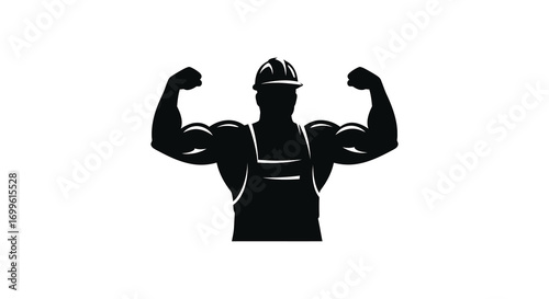 a strong man flexing muscles wearing a hat