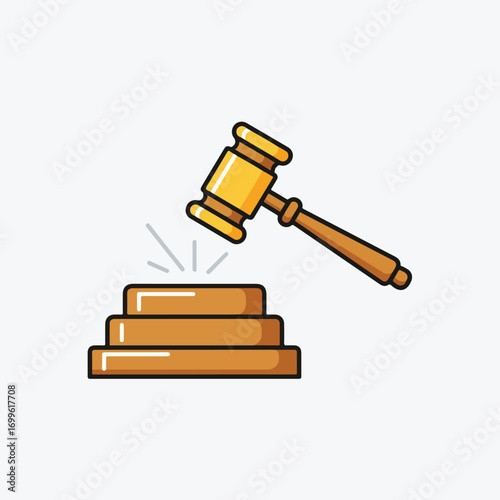 Golden Gavel Icon.A Symbol for Auction, Judgement, and Court Decision
