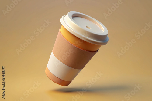 To- Go Coffee Cup with Cardboard Sleeve and 3D White Lid to-go cup disposable cup