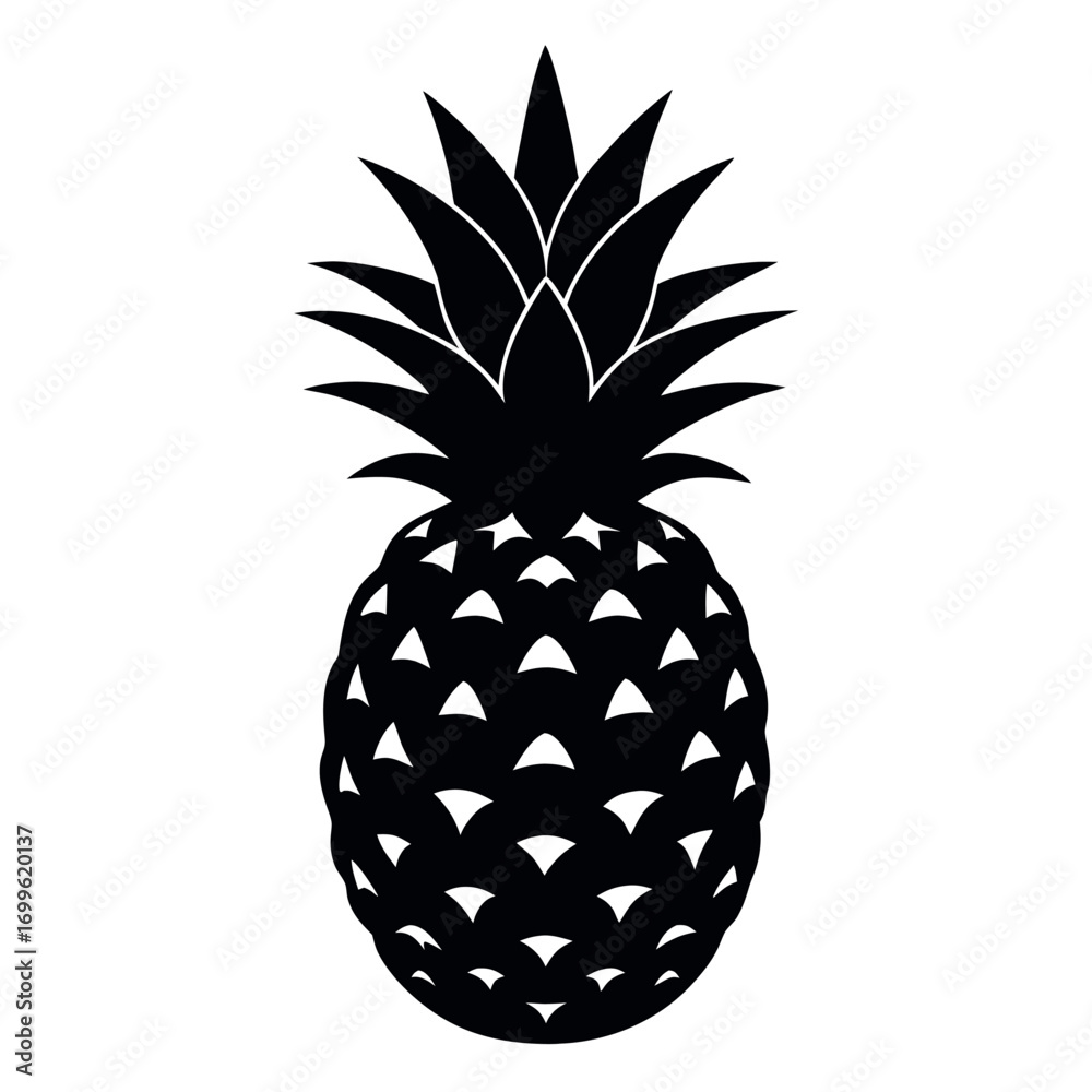 Obraz premium a-stark--minimalist-black-silhouette-of-a-pineappl.eps