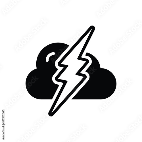 Black solid icon for thunderstorm