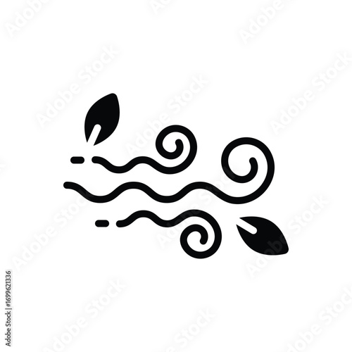 Black solid icon for wind