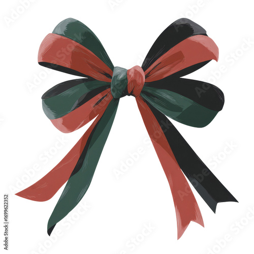 Elegant Red and Green Bow Graphic Design Element