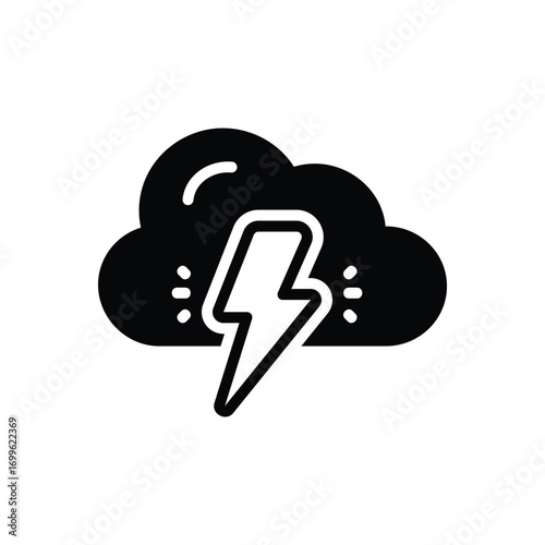 Black solid icon for lightning
