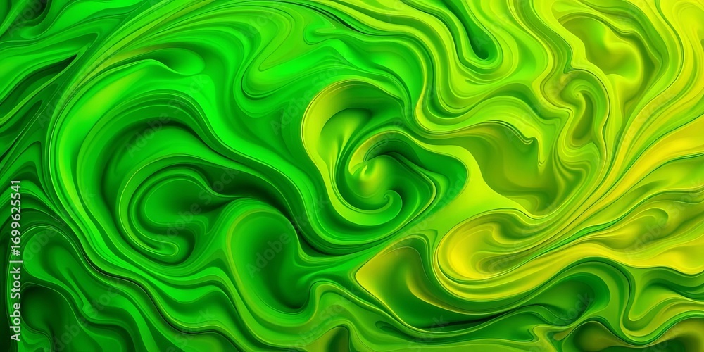 Fototapeta premium Swirling organic shapes, vibrant green hues, abstract texture, swirl, smooth