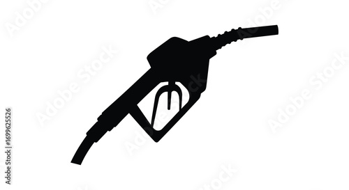 a black silhouette of a fuel pump nozzle on white background