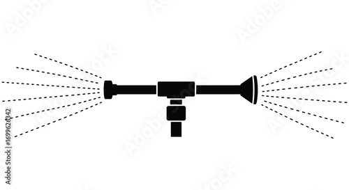 a garden hose nozzle spraying water droplets in various directions