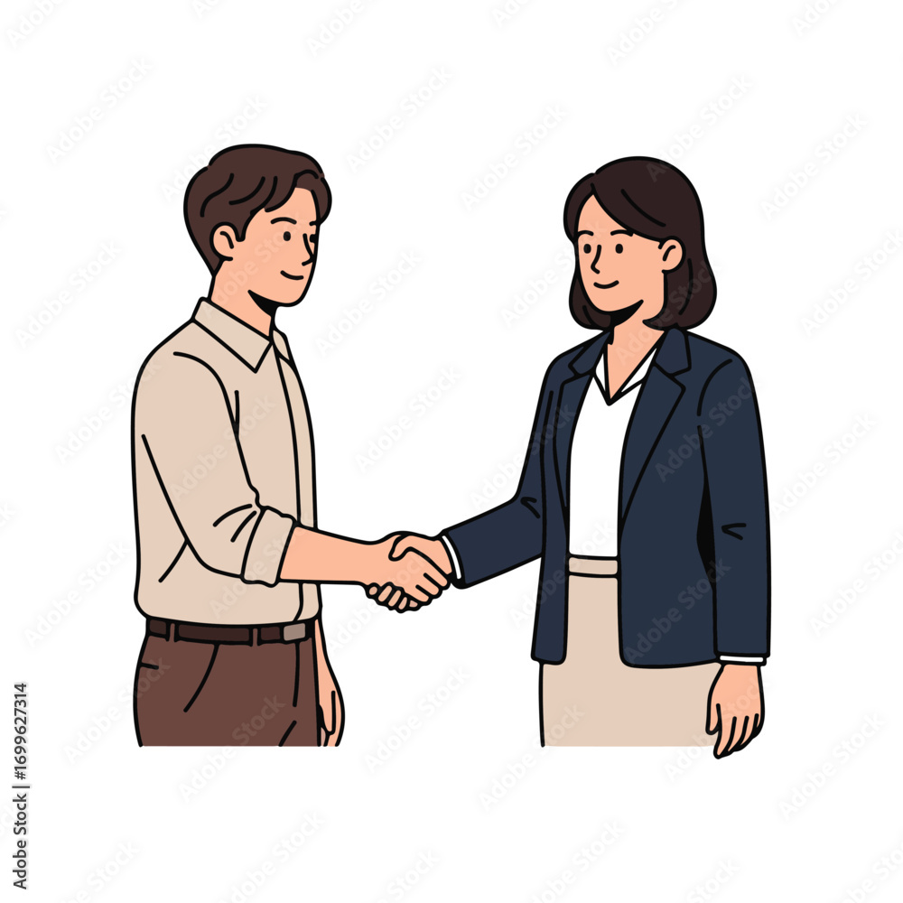 Fototapeta premium Business Handshake, Partnership Agreement Illustration