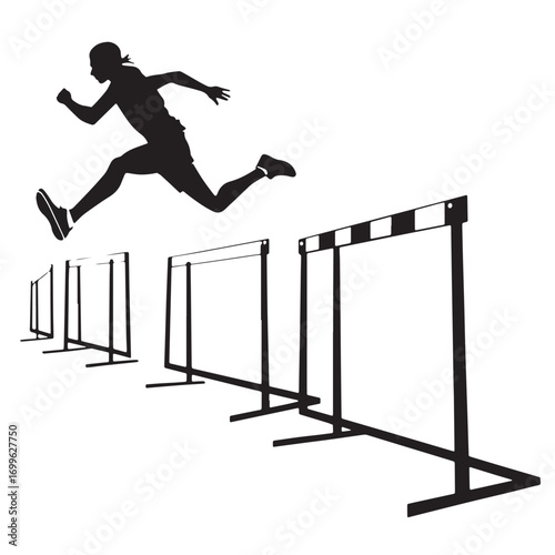 Black hurdles plyer Silhouette Vector, High Quality Illustration on White Background