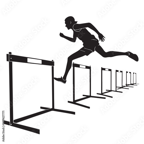 Black hurdles plyer Silhouette Vector, High Quality Illustration on White Background