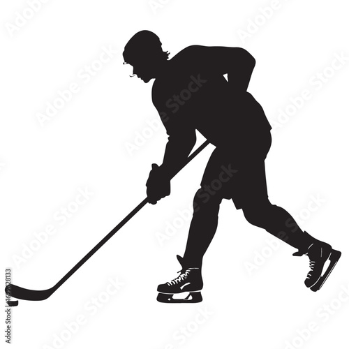Black ice hockey Silhouette Vector, High Quality Illustration on White Background