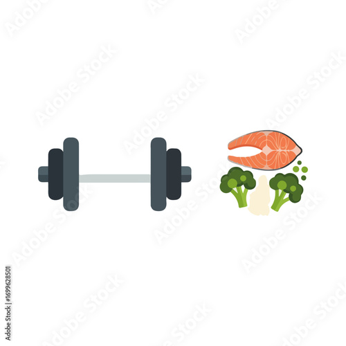 Healthy Lifestyle With Dumbbell and Food