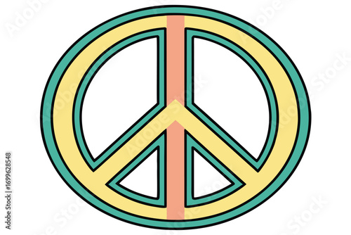 Colorful Peace Symbol with Outline on White Background peace sign