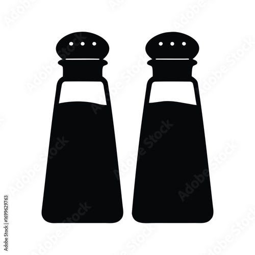 Silhouette of salt and pepper shakers ready for the dinner table setting, salt and pepper shakers silhouette vector illustration