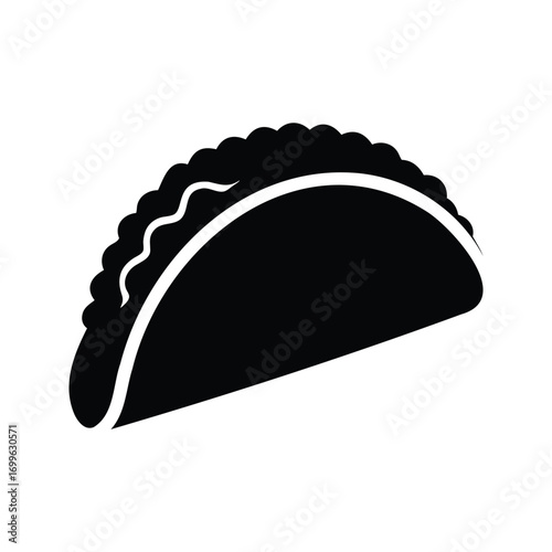 Stylized silhouette of a delicious looking fried turnover on white background, taco with meat silhouette vector illustration