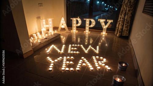 Soft candlelight shining in a dimly lit room producing a peaceful warm glowing environment