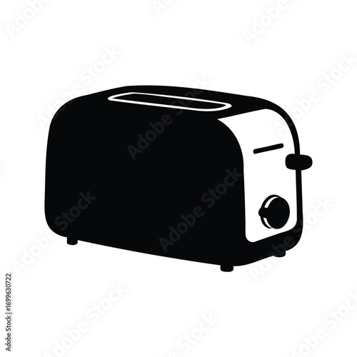 Simple black and white toaster machine with adjustable darkness settings, toaster silhouette vector illustration