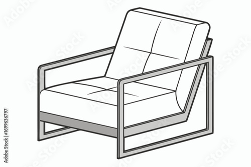 Modern Armchair Line Art Illustration with Metal Frame furniture contemporary