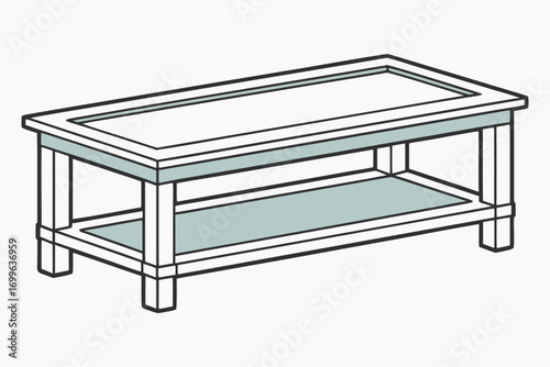 Modern minimalist coffee table with two shelves and clean lines Keywords: coffee table, furniture, modern