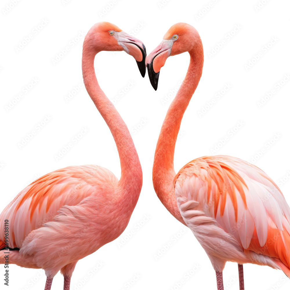 Obraz premium flamingos couple looking romantic flamingos couple flamingo love birds romantic flamingos flamingo pair transparent background image