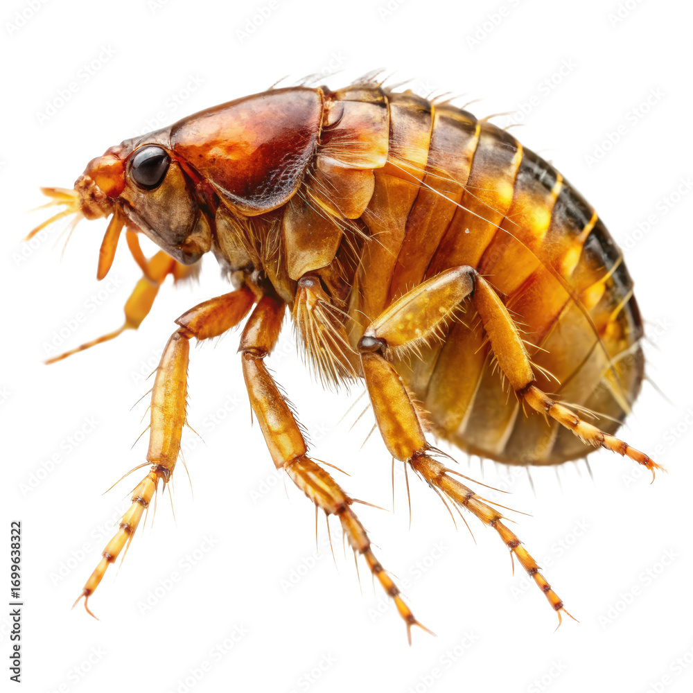 Fototapeta premium flea detailed close up view on flea close up flea detailed view insect bug macro flea transparent background image