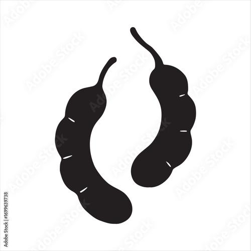 Abstract Edamame Silhouette Illustration on White Background Minimalist Design Element for Asian Cuisine and Healthy Eating with Organic Food of Tamarind