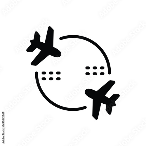 Black solid icon for charter route