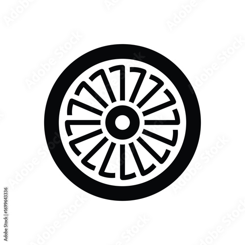Black solid icon for jet engine