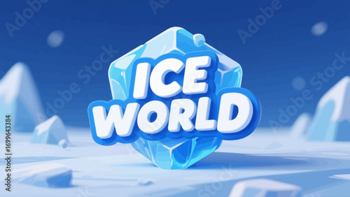 Ice and snow world cartoon game font, creative art font, vector hand-drawn illustration