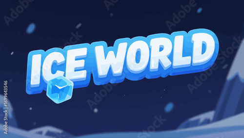 Ice and snow world cartoon game font, creative art font, vector hand-drawn illustration