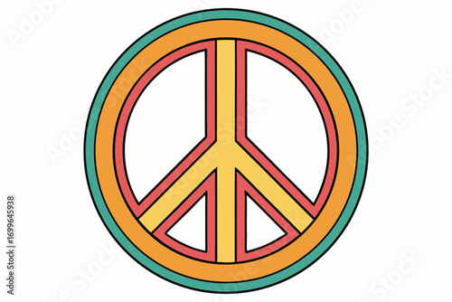 Retro Peace Symbol With Colorful Concentric Circles And Black Outline peace sign 1960s