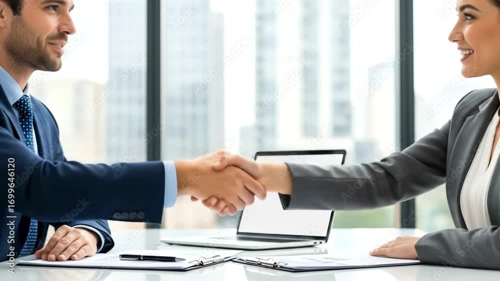 custom made wallpaper toronto digitalBusiness professionals engaged in a handshake during a meeting in a modern office setting