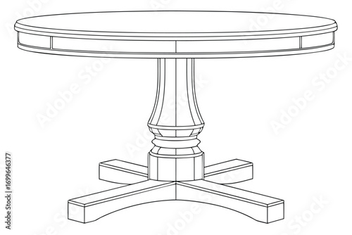 Round Pedestal Dining Table Line Art Illustration round table pedestal table