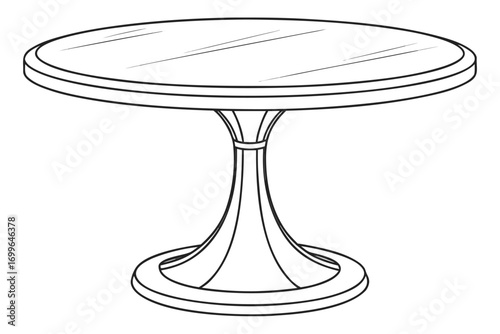 Round Table With Pedestal Base Outline Drawing clean contemporary