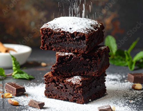 Chocolate Brownie with Sugar Powder