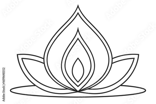 Stylized Lotus Flower Outline with Inner Petals and Base floral nature