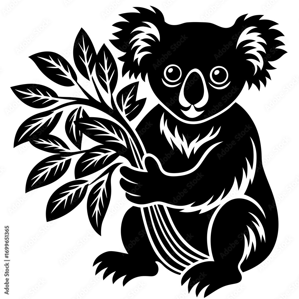 Obraz premium Featuring Create Bold Stroke Silhouette Koala Hold Elegant Creative Visual
