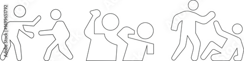 Fighting Icon Set, Collection, and Group Featuring Martial Arts, Boxing, Wrestling, Karate, Kick, Punch, Combat, Battle, Sports, and Action Symbols in Dynamic Modern Vector Style elements design