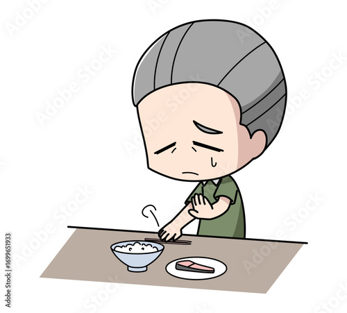 食欲がない高齢男性のイラスト