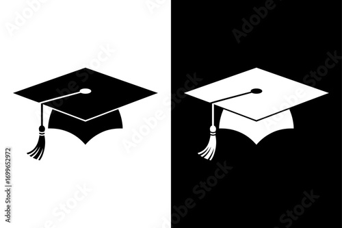 Academic Hat Silhouette Solid Icon for Education Design