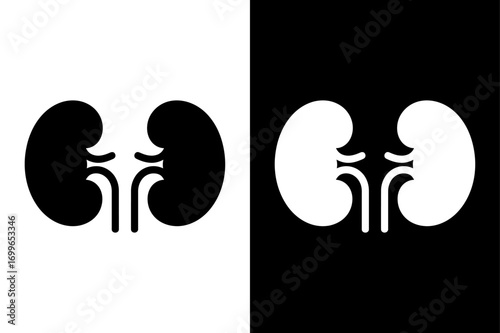 Black and White Human Kidney Silhouette Medical Icon