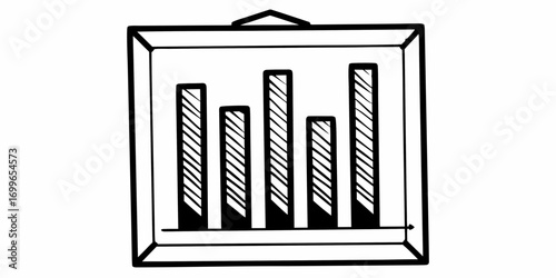 Illustration of a framed bar graph with diagonal lines showing data representation and analysis