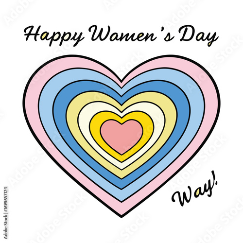 Celebrate Women's Day with a vibrant, concentric heart design symbolizing love, unity, and empowerment for all women