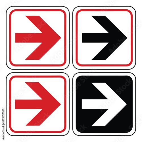 Directional arrow signs set guiding forward movement with modern clean design for navigation and choice