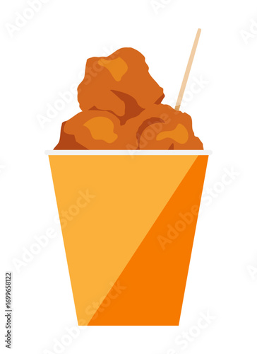 紙カップに盛った鶏の唐揚げのイラスト