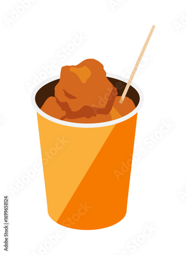 紙カップに盛った鶏の唐揚げのイラスト