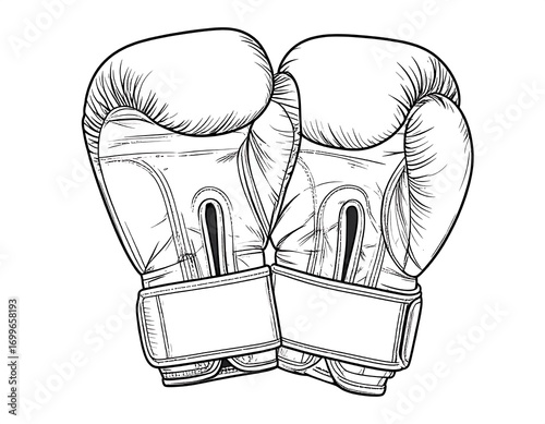 Line Art Illustration: Boxing Gloves Symbolizing Strength and Sportiness