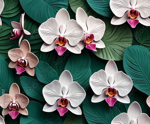 Papercut Orchid Floral Illustration
