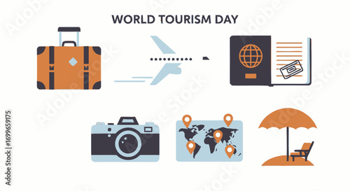 Stylized Orange Suitcase with Dark Straps for Travel Illustration.