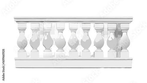 Classic white stone balustrade with decorative balusters and railing